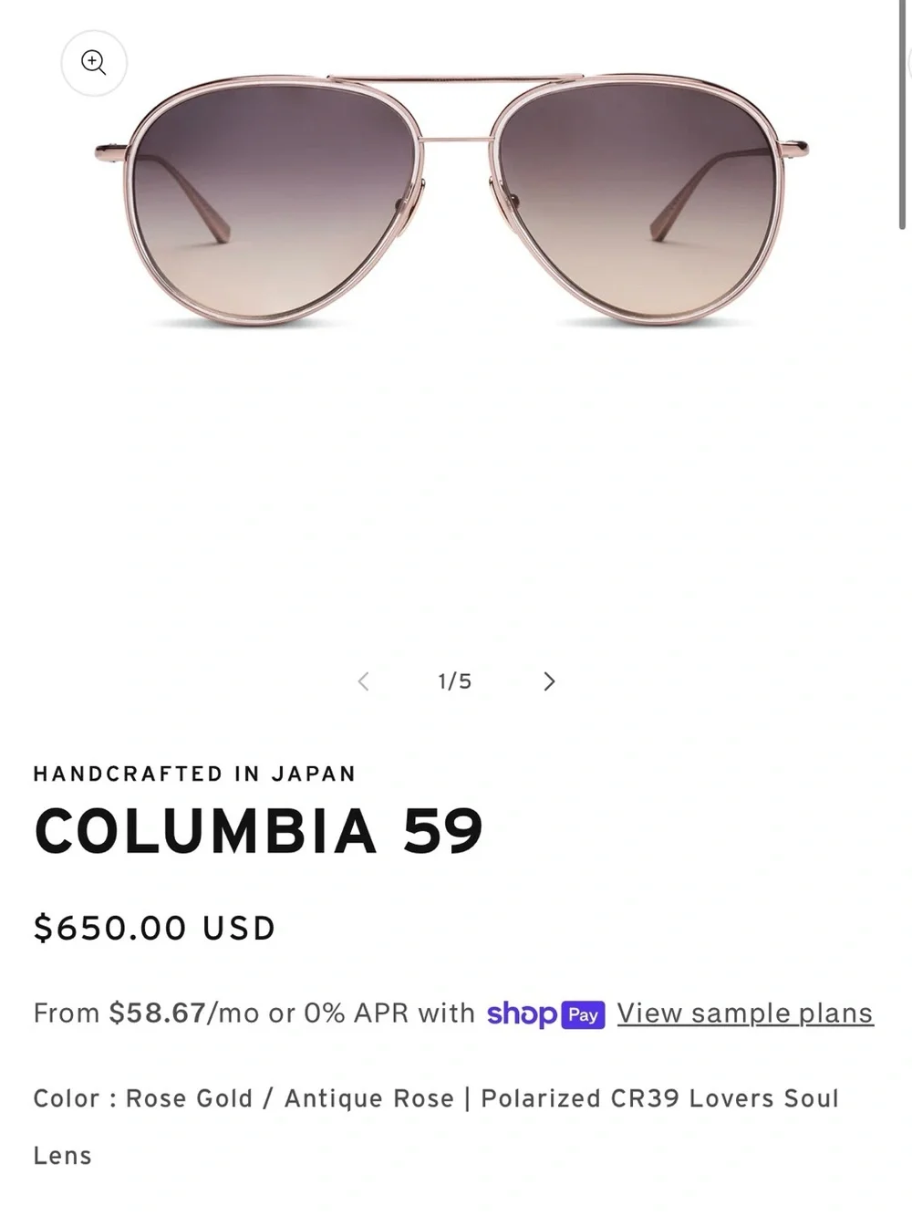 SALT. Rose Gold Frame Sunglasses with Green Lenses mirror